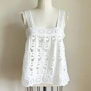 ZARA White Eyelet Lace Camisole / Tank Blouse size Small